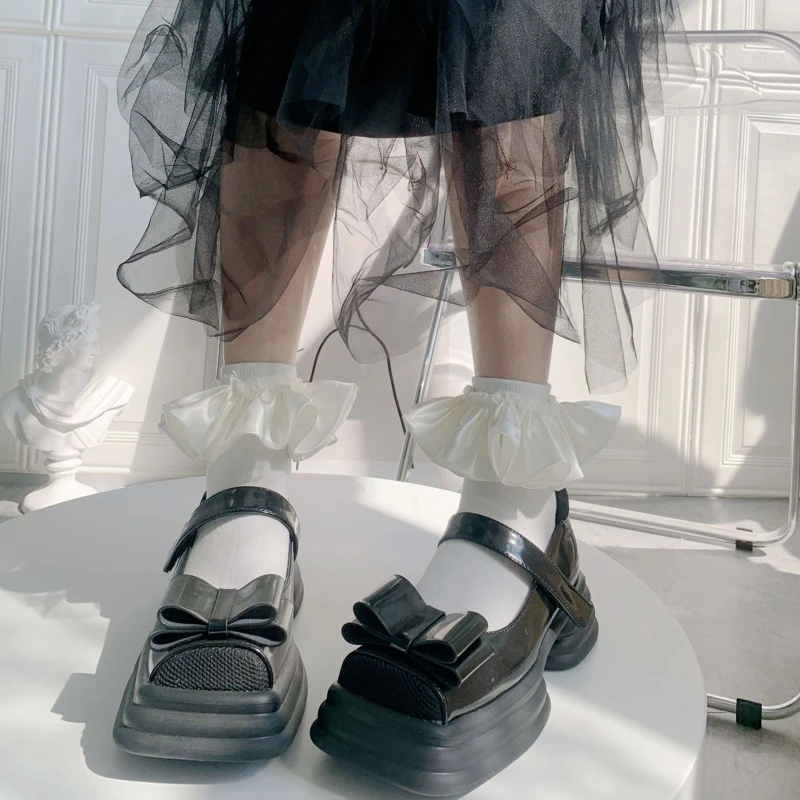 

Милые носки с рюшами, женские ножные носки, дышащие носки с рюшами, милые носки принцессы JK носки с символикой аниме для косплевечерние