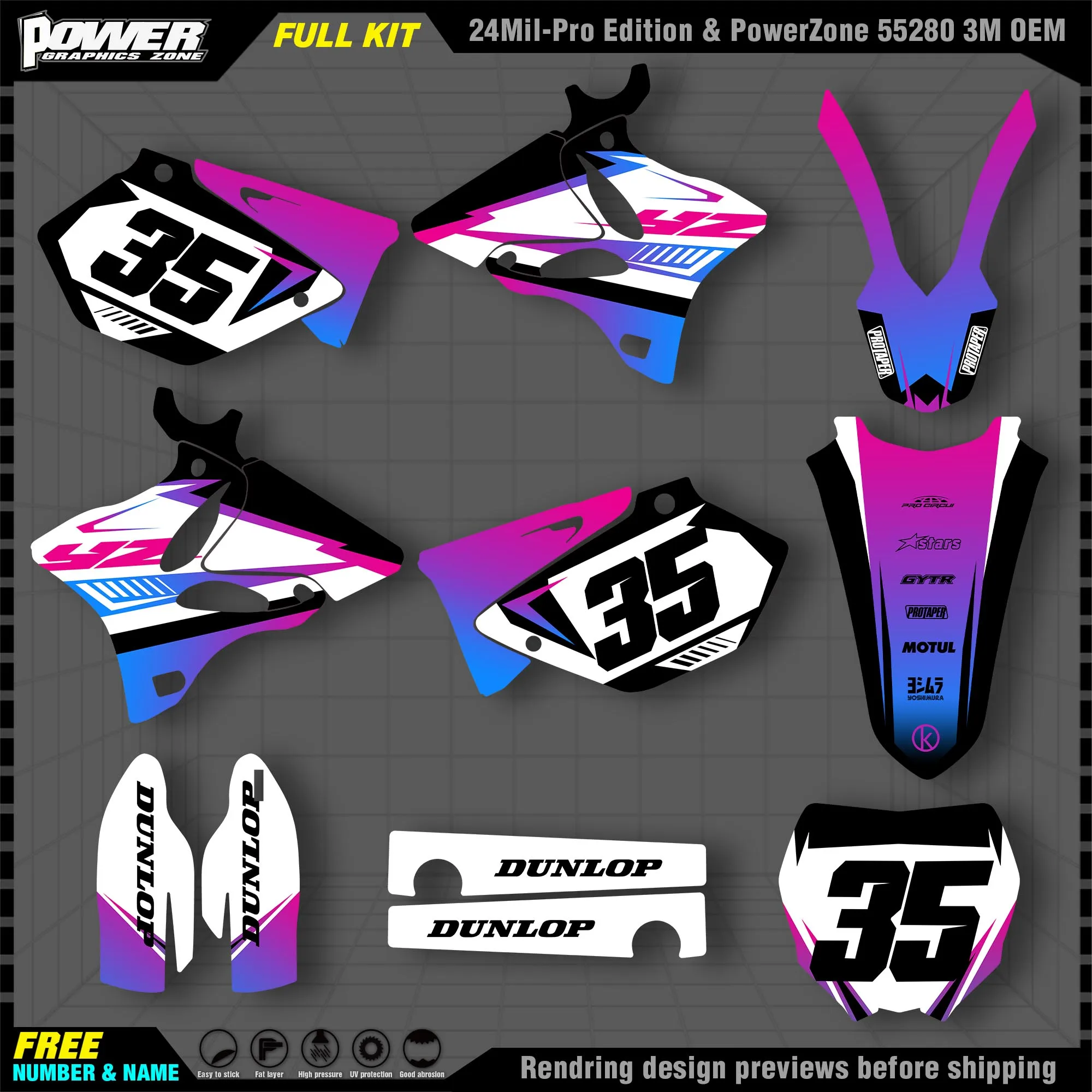 PowerZone пользовательские команды графики фоны наклейки 3 М Набор для YAMAHA 2002-2014 YZ125