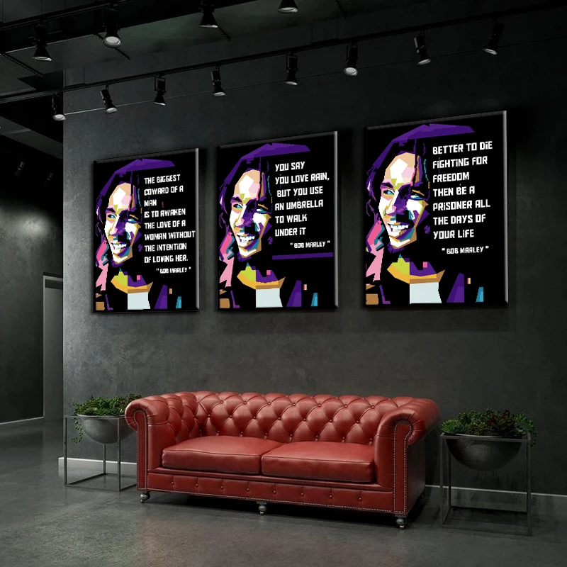 Pop Music Singer Bob Marley портретный плакат Tupac мотивационные цитаты Печать на холсте
