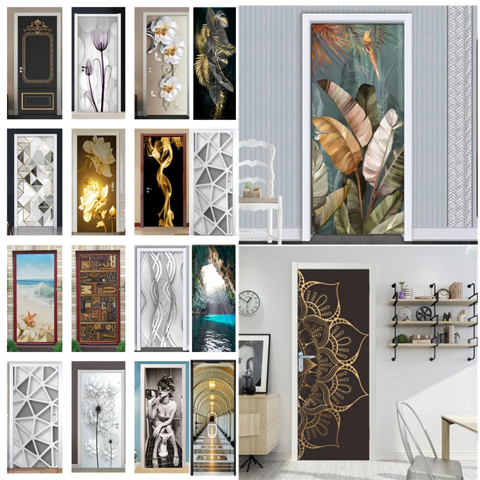 

3D Vision ПВХ дверные наклейки, обои для гостиной, спальни, Декор, клейкий Съемный Настенный постер, домашний дизайн, роспись, наклейка s