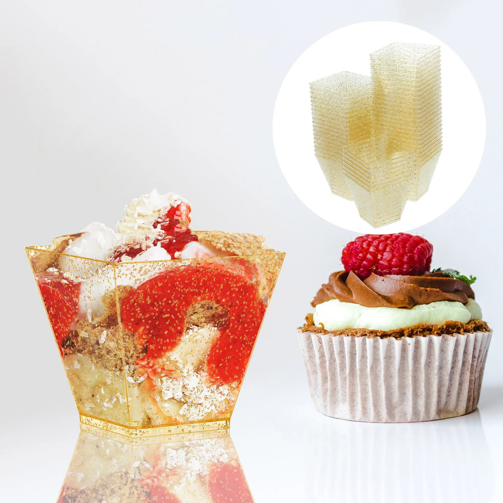 

50 Pcs Compact Pudding Cup Appetizer Transparent Tiramisu Party Dessert Accessories Household Plastic