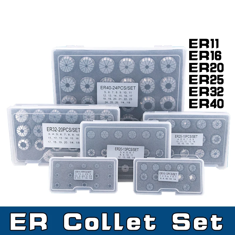 

1 Set ER11 ER16 ER20 ER25 ER32 ER40 Spring Collet Chuck High Precision 0.005mm CNC Milling Tool Holder Engraving Machine Lathe