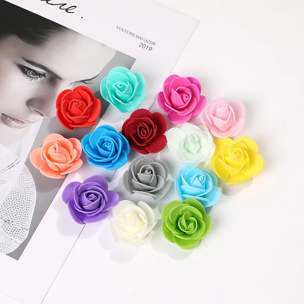 

100/200Pcs DIY Bear Of Roses 3.5cm Foam Wedding Decorative Christmas Decor for Home Diy Gifts Box Bulk Artificial Flowers