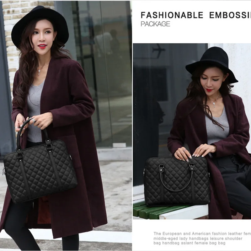 Business Genuine Leather Women Briefcase Cow Leather Hand Tote Bag Large Capacity Shoulder Messenger Bag Ladies Laptop Bag