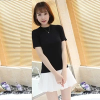 slim knitted sweaters for women 2022 summer tops and pullovers short sleeve bodycon clothing o neck ladies tee shirt femme
