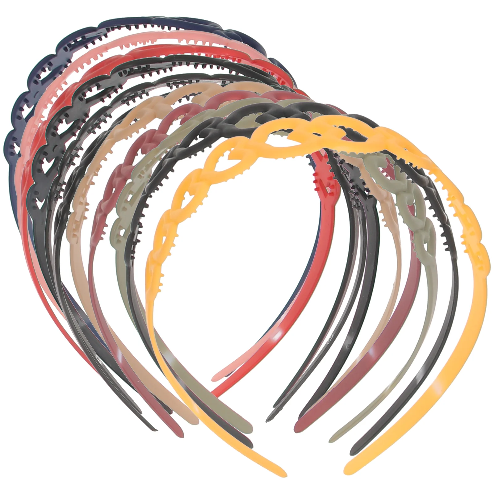 

12 Pcs Heart Headband Colored Hair Ties Heart-shaped Headbands Elegant Chain Headdress Wide Women Girl Plastic Novelty Hoops