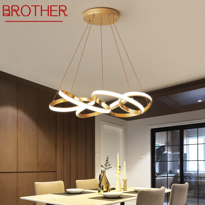 

BROTHER Postmodern Pendant Lamp Vintage Creative Rings LED 3 Colors Art Fixtures for Home Decor Dining Room Bedroom