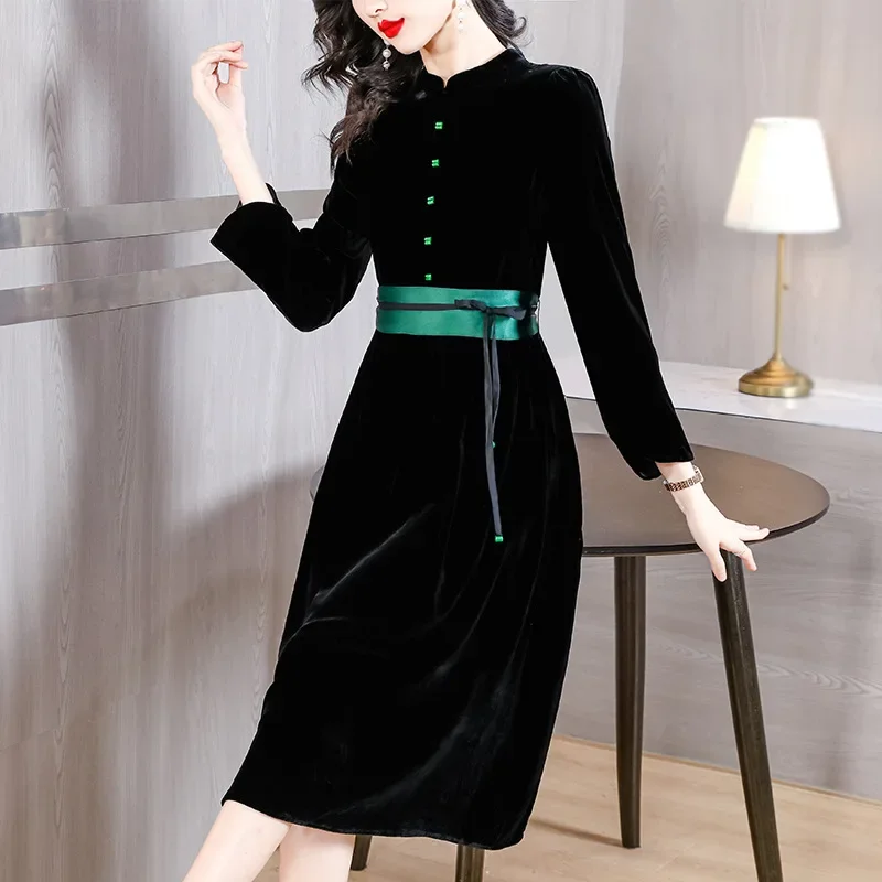 Высококачественное возрастное платье для мамы среднего возраста осень/зима