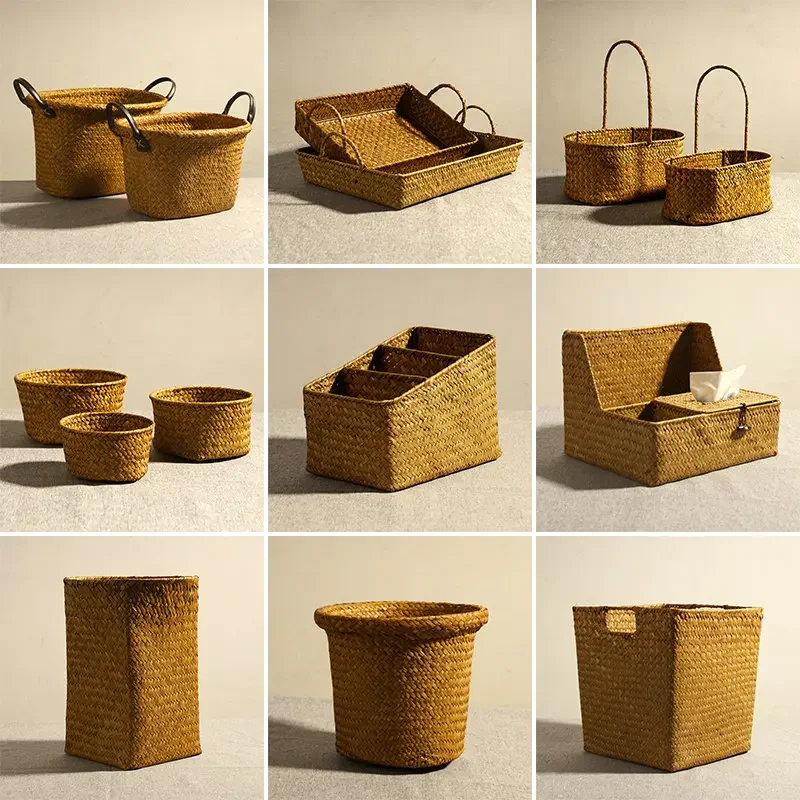 

Домашняя корзина для хранения ручной работы из ротанга, прямоугольная плетеная вьетнамская бамбуковая плетеная корзина для всякой всячины, коробка для хранения одежды
