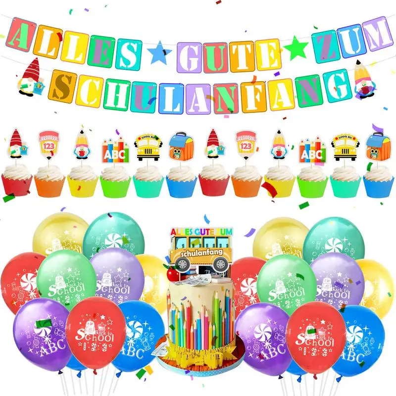 

First Day Of School Backdrop Balloon Set For Photography 1st Back To School Cupcake Decor Balloons Classroom Supplies For