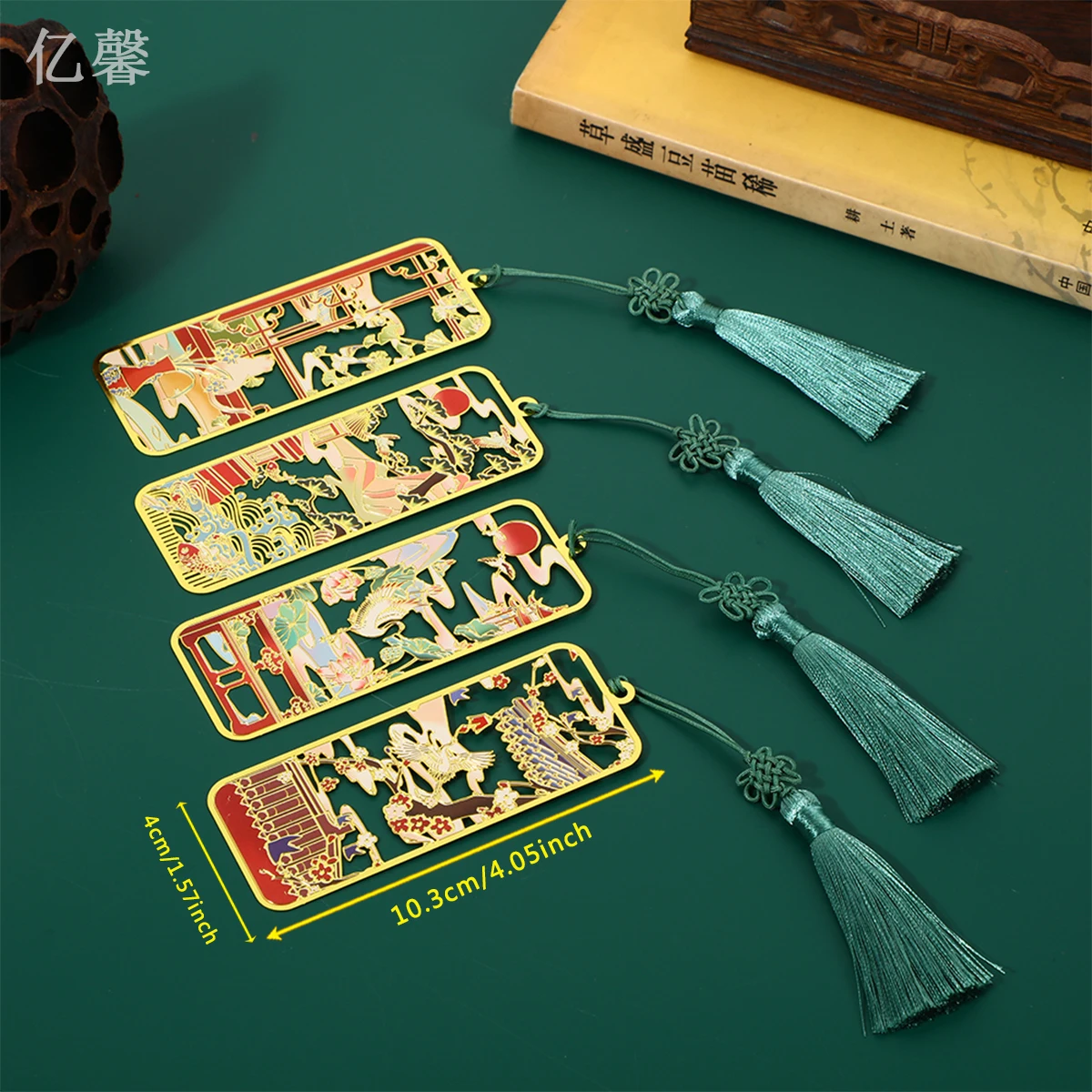 

Chinoiserie Brass Bookmark Tassel Pendant Book Clip Metal Pagination Mark Student Gift Stationery School Office Supplies