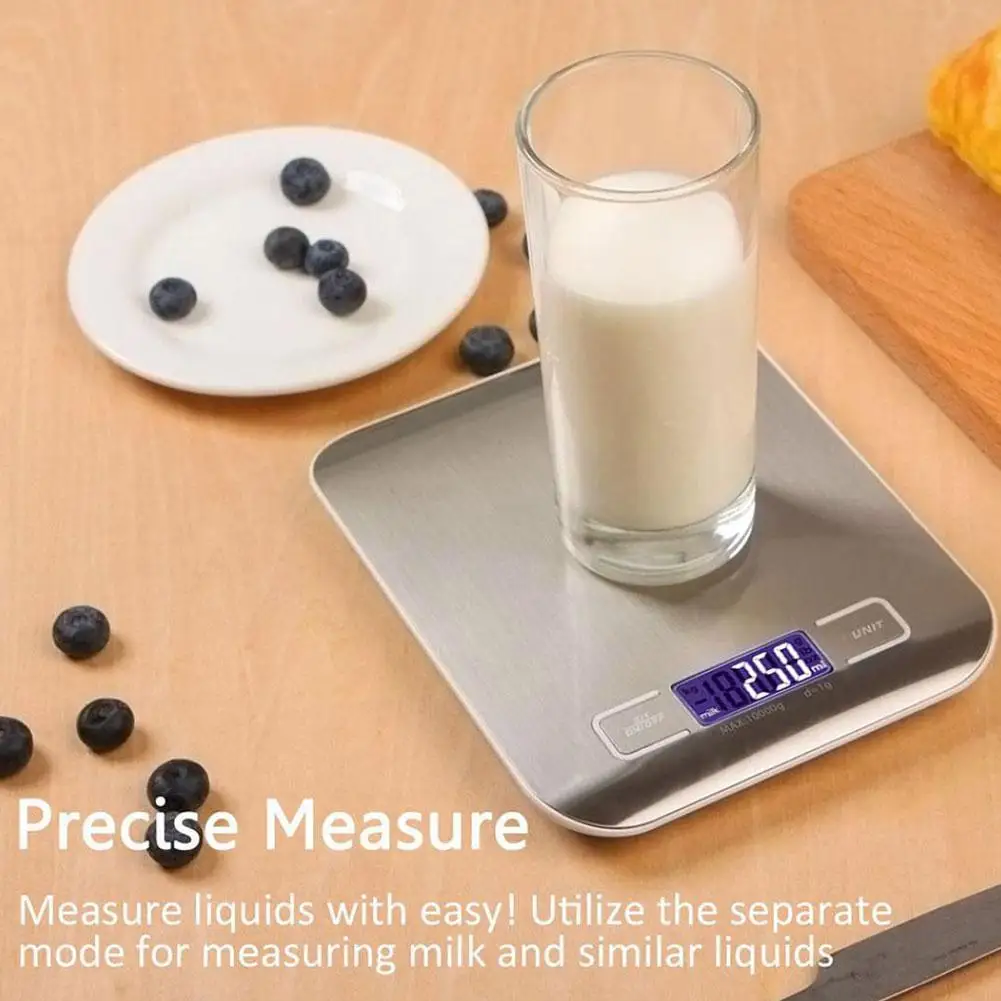 

Электронные кухонные весы, 10 кг/5 кг, 1 г, цифровой ЖК-дисплей из нержавеющей стали, весы для еды, диеты, Почтовые весы, измерение веса L9E7