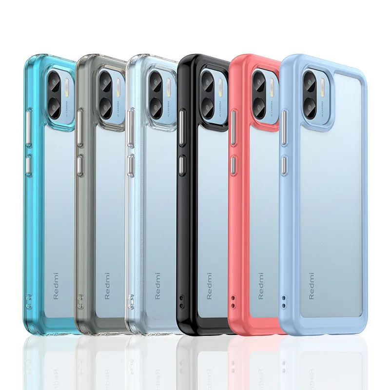 

For Redmi A1 Case Xiaomi Redmi A1 Cover 6.52 inch Colorful Soft Edge Silicone Transparent Shockproof Bumper For Redmi A1 Fundas