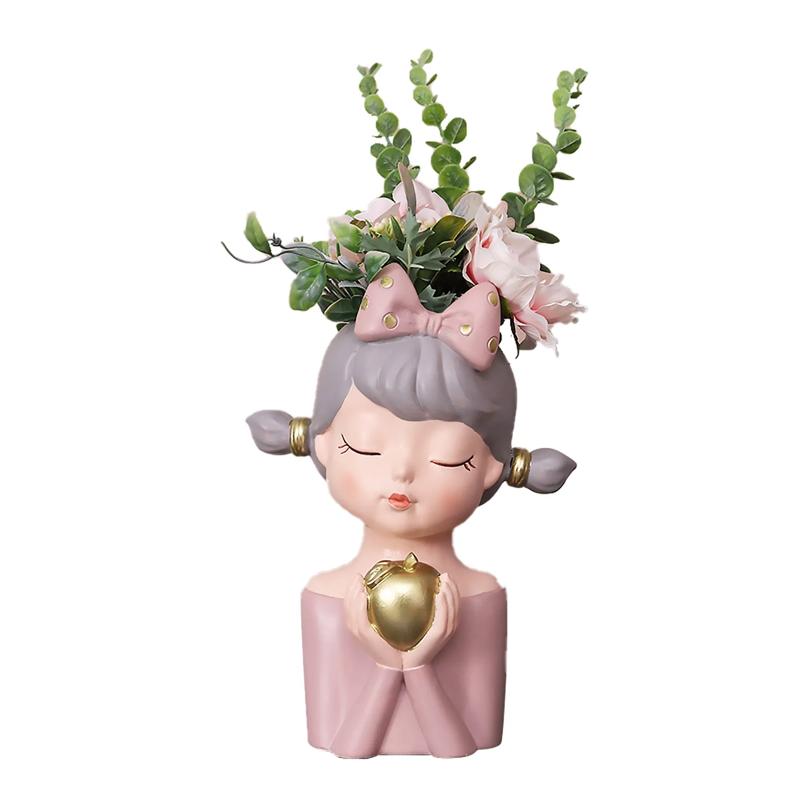 

Girl Plant Pot Resin Succulent Pot Resin Girl Face Planters With Drainage Hole Cute Cartoon Girl Flower Pot Elegant Posture