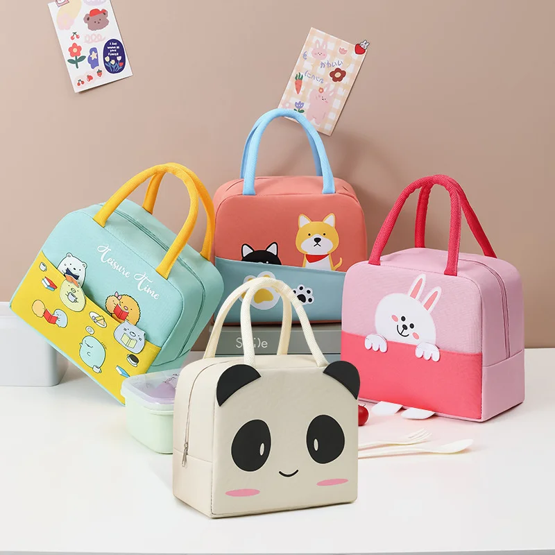 

Cute Animals Insulation Lunch Bag Cartoon Fresh Meal Handbag Portable Thermal Box Ice Pack Dinner Container for Office School