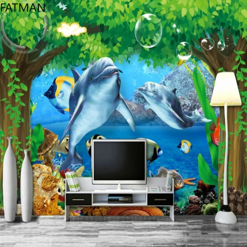 

FATMAN Custom Kids Bedroom Wallpaper Mural 3D Beautiful Underwater World Living Room TV Sofa Background Wall Tapeten Dropship