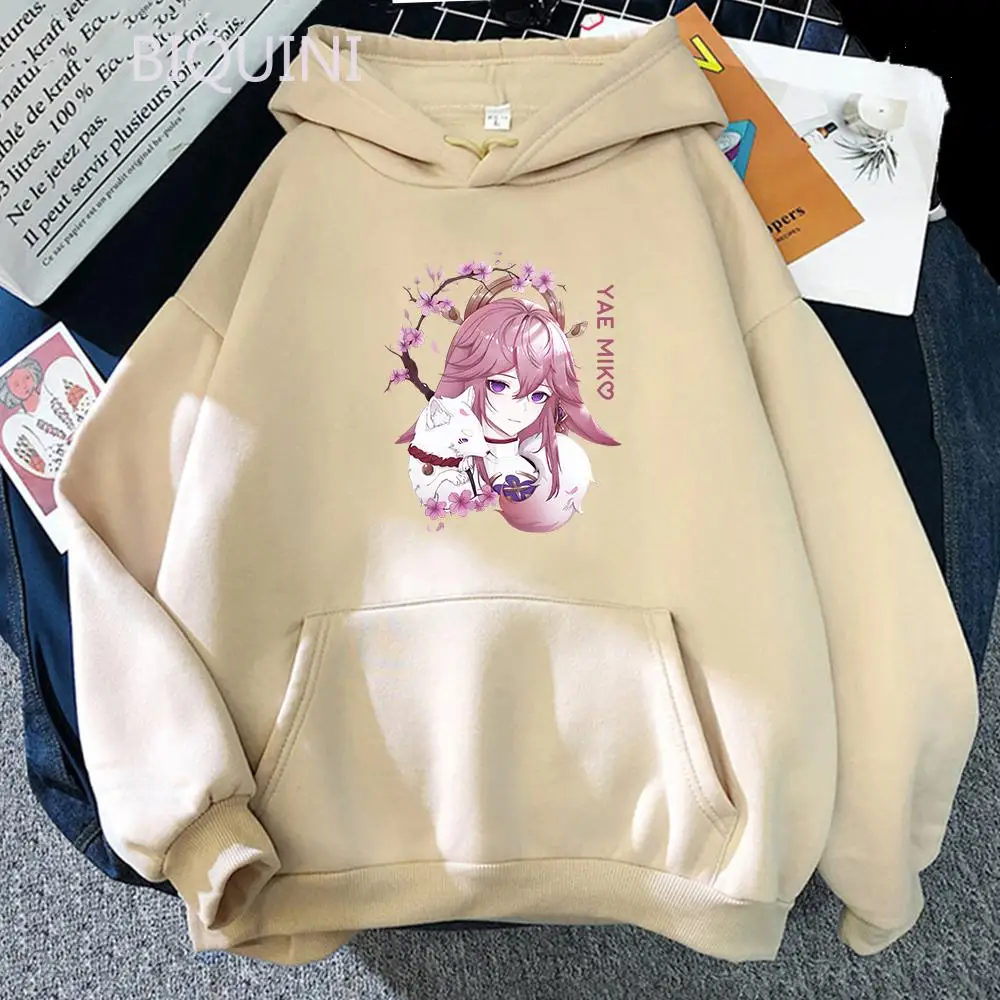 

Толстовка Yae Miko, Женская Толстовка в стиле Харадзюку Y2k Kawaii Genshin, толстовка унисекс, Забавный пуловер, Женский свитшот, толстовка Genshin, мужские топы