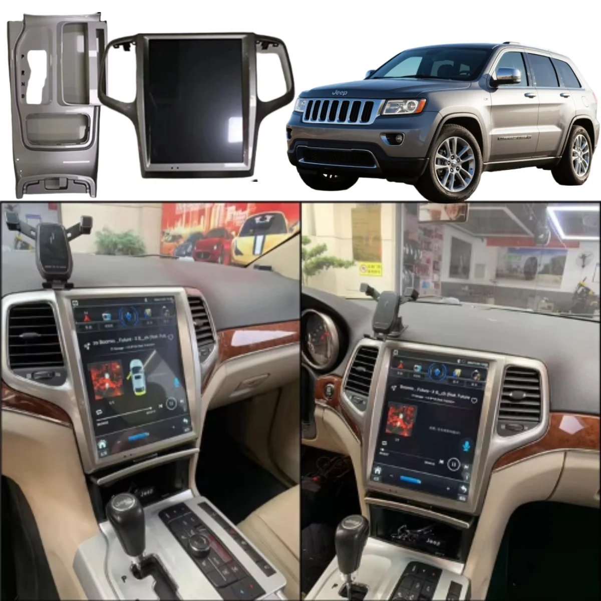 Фото Стиль Android 13.0 Автомобильный мультимедийный плеер GPS-навигация для Jeep Grand Cherokee 2008 2009-2015 Золотой стерео головное устройство Carplay Px6 №4