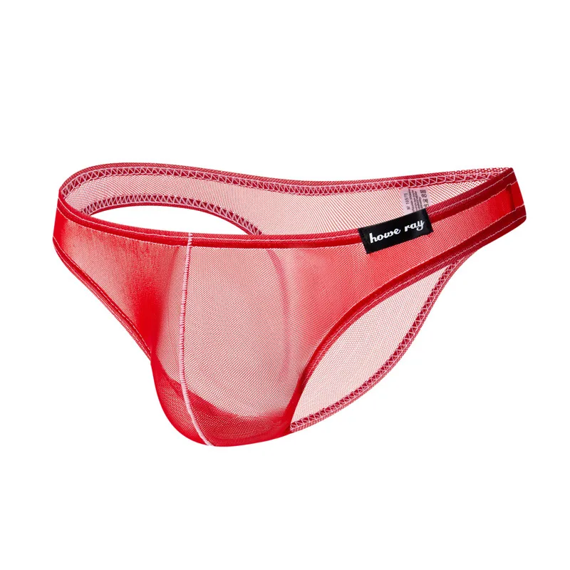 4PCS Ultra-Thin Men Briefs Solid Breathable Summer Sexy Men Underwear Low Waist Mesh Seamless Bikini Underpants Homewear Briefs