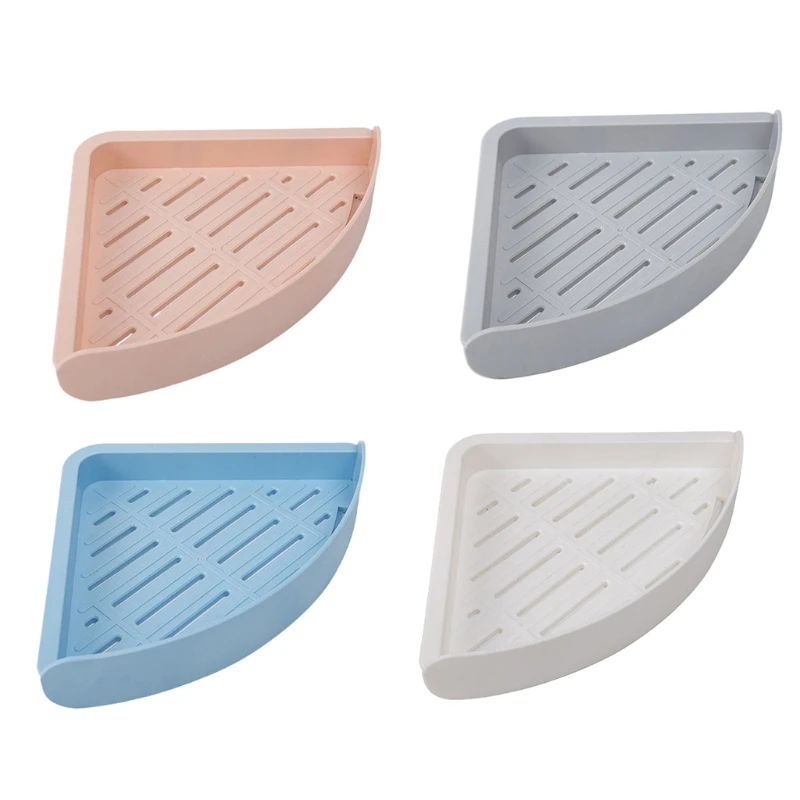 

Triangular Kitchen Sink Drain Storage Rack Sponge Holder with Sticker Bathroom Support Corner Hanging Shelf Soap Box Arrangement