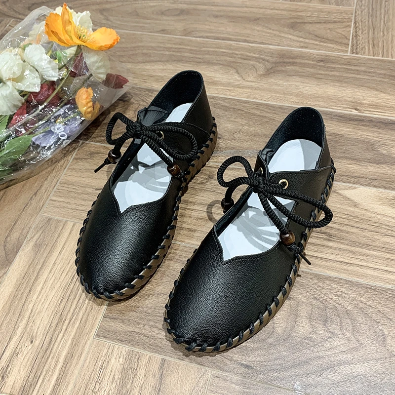 

2023 Hot Selling Women's Shoes Round Toe Solid Women's Flat Shoes Versatile Casual Flat Shoes Lace Up Women's Single Shoes