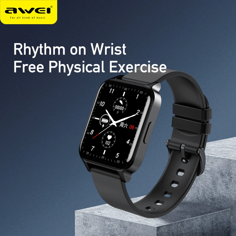 

Awei H8 Smart Watch Men Women Waterproof Tracker Build in Dynamic Heart Rate Analysis Sport Sleep Data Temperature Detection