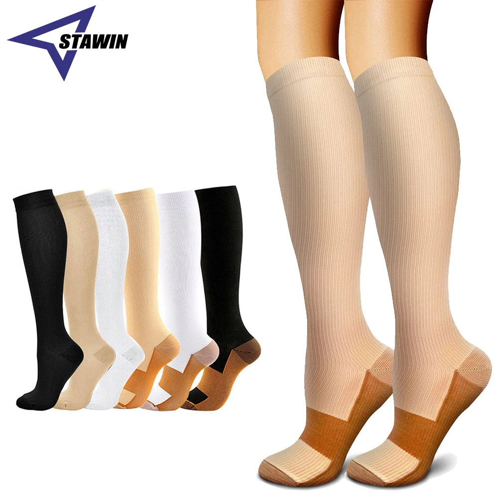 

1 Pair Copper Compression Socks Women & Men Anti Fatigue Pain Relief Graduated Unisex Compression Stockings Knee High 15-20 MmHg