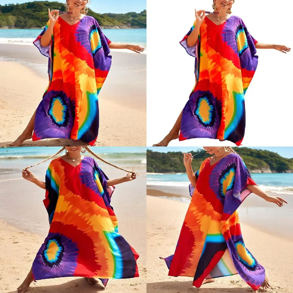 

Стильная женская длинная Радужная накидка-бикини