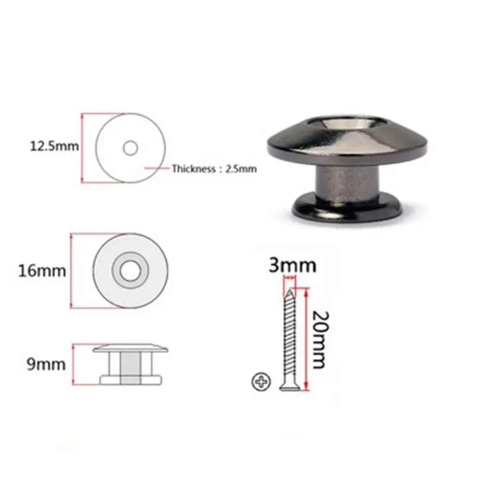 4 шт./компл. металлический ремень для гитары пряжка прокладка с грибовидной