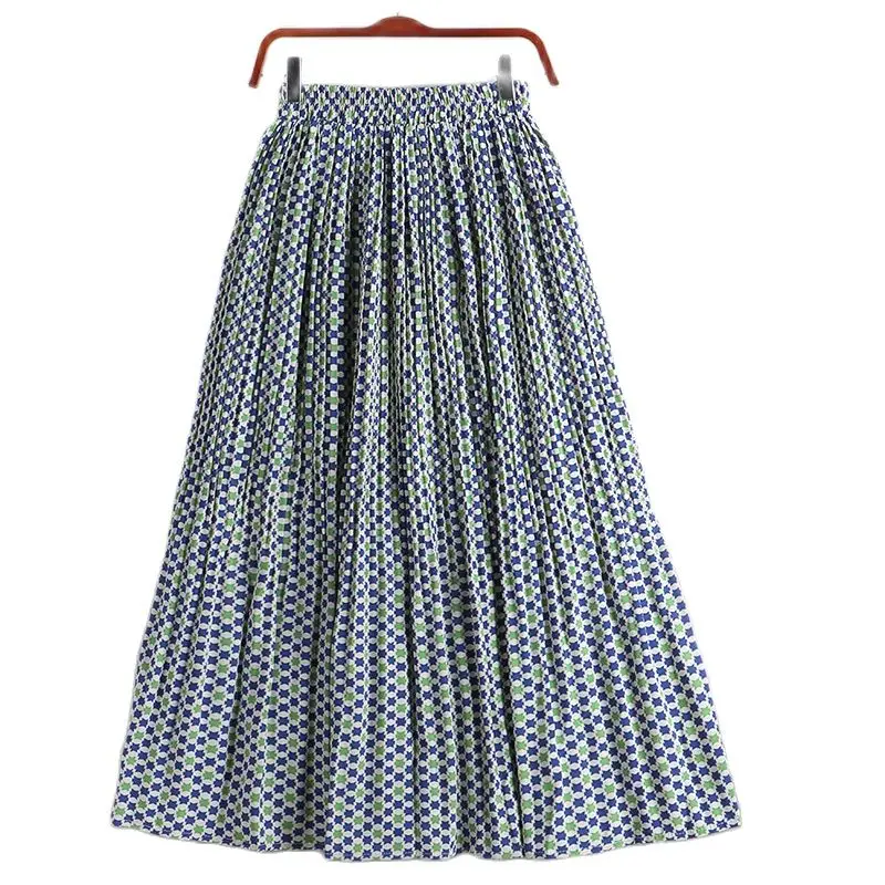 Женская шифоновая юбка с принтом плиссированная средней длины высокой талией