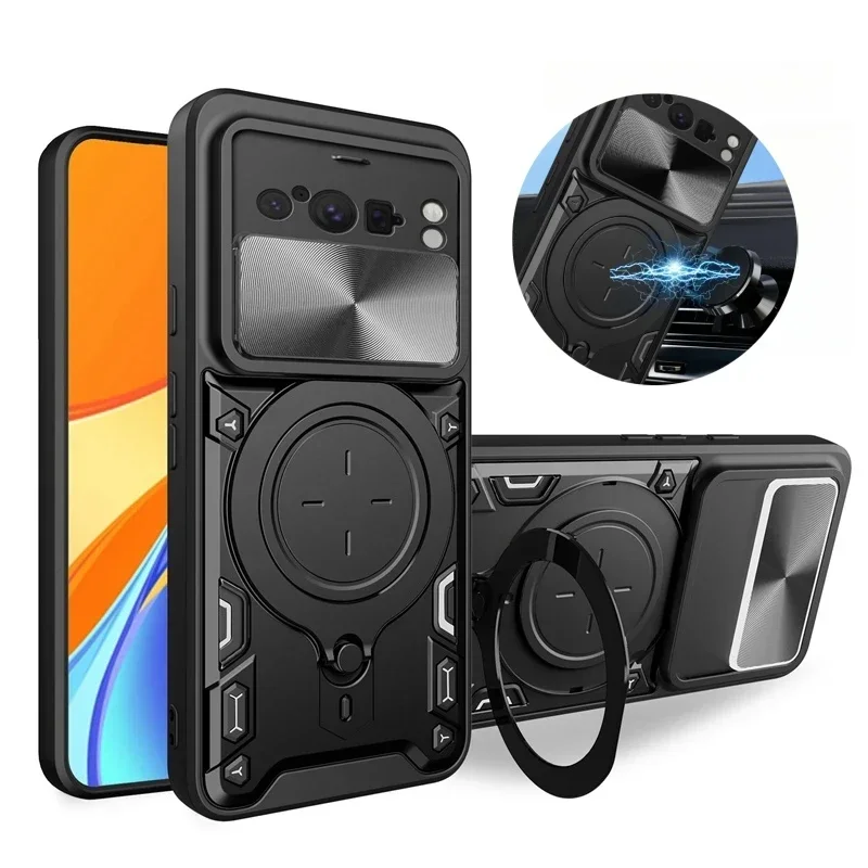 Защитный чехол с магнитным металлическим кольцом для Google Pixel8 Pro