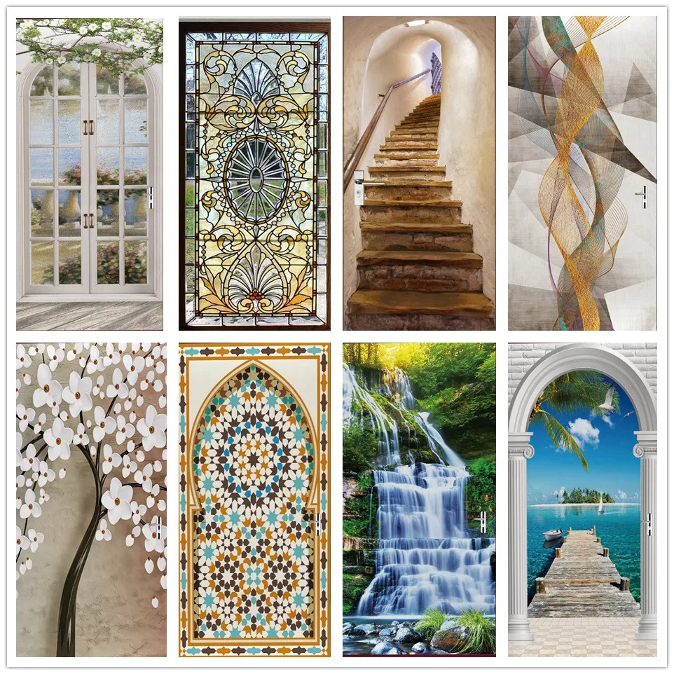 

Seascape Wallpaper 3D Door Sticker For Kitchen Bedroom Decorating Sliding Glass Door Poster Home Design Decor Mural Wall Decals