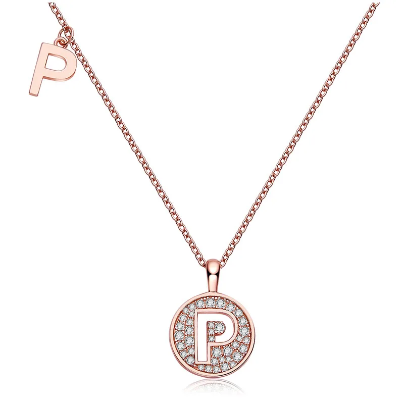 

Модные ювелирные изделия ShanZuan с буквами алфавита P, серебро 925 пробы, розовое золото, покрытые муассанитом, ожерелья, ювелирные изделия с алф...