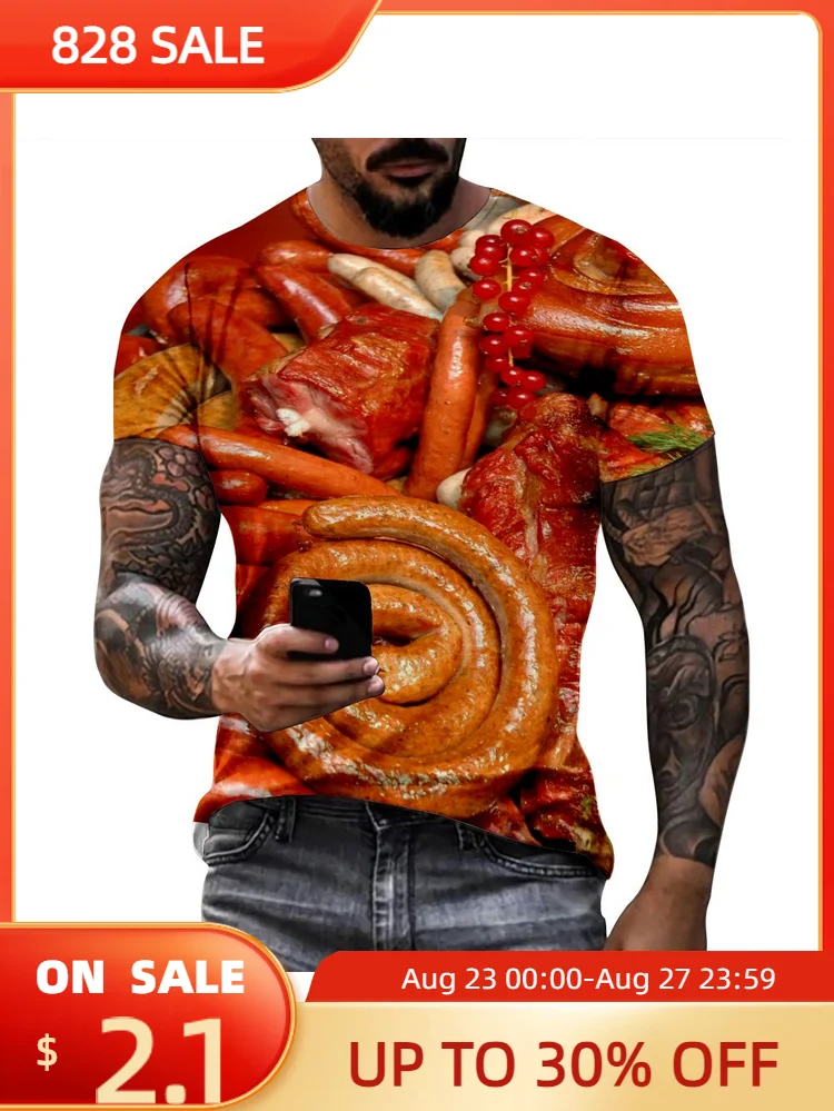 

Мужская футболка CLOOCL с рисунком колбасы, женская футболка с 3D графикой, мужские футболки с коротким рукавом, Повседневная Уличная одежда, пуловер, топы