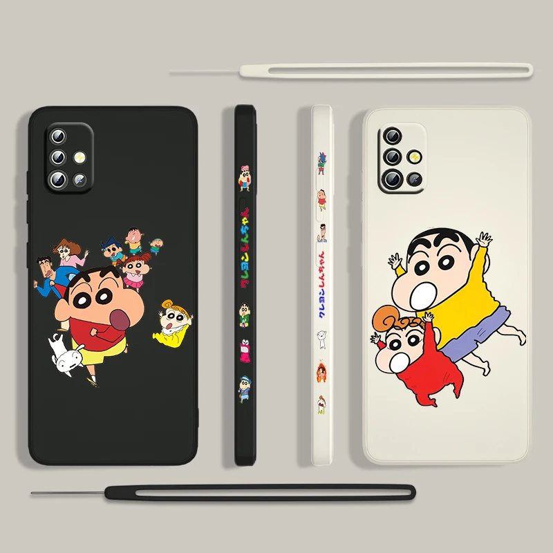 

Boy Crayon Shin Chan Cartoon For Samsung Galaxy A73 A53 A33 A52 A32 A22 A71 A51 A21S A03S A50 4G 5G Liquid Left Rope Phone Case