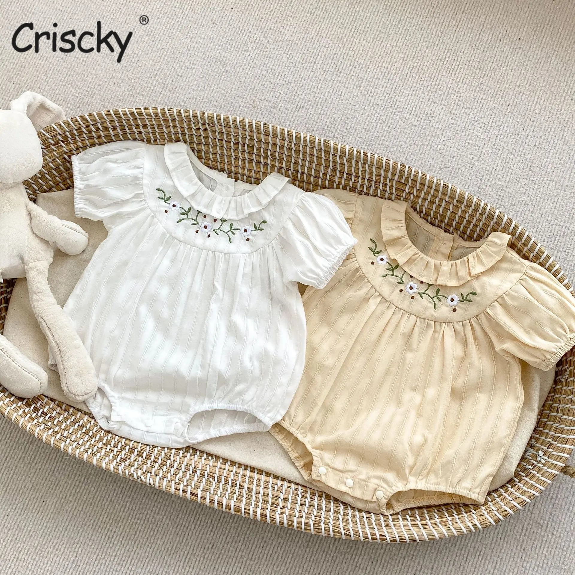 

New Baby Photography Clothing Newborn Girl Onesie Floral Embroidery Bodysuit Soft Breathable Onepiece Toddler Jumpsuit