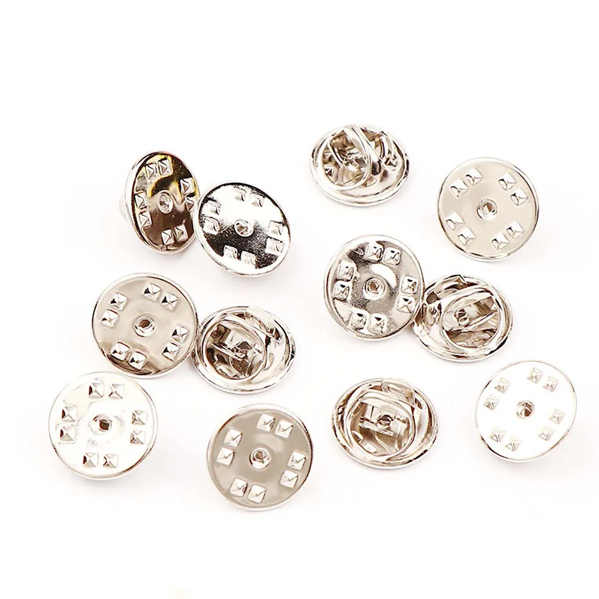 

10 Sets Metal Brooch Pin Back Squeeze Badge Holder Butterfly Clasp Clutch Care Cap for DIY Jewelry Making Findings Accessories