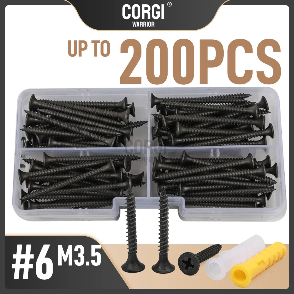 Гипсокартон # Набор из 6 черных деревянных винтов 100-200 набор саморезов