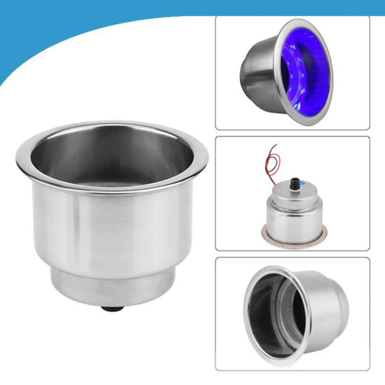 

Stainless Steel Cup Bottle LED Drink Holder DC12V Light Truck Yacht