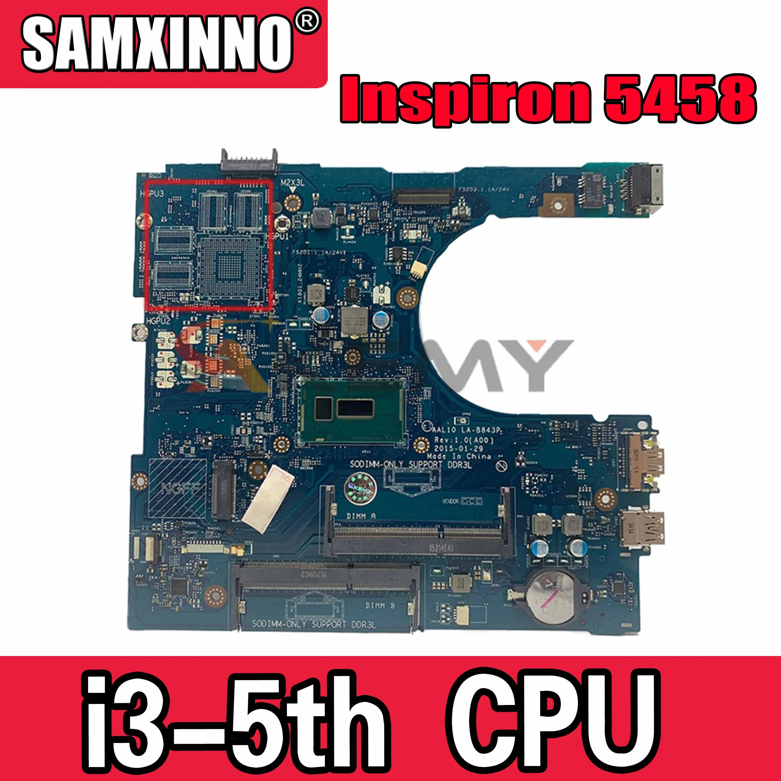 Akemy i3-5-й процессор для материнской платы Dell 5558 5458 5758 диагональ 10 LA-B843P F0FC6