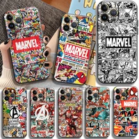 phone case for apple iphone 13 12 11 pro mini x xr xs max 8 7 6 6s plus 5 5s se 2020 silicon back cover funda marvel comics logo
