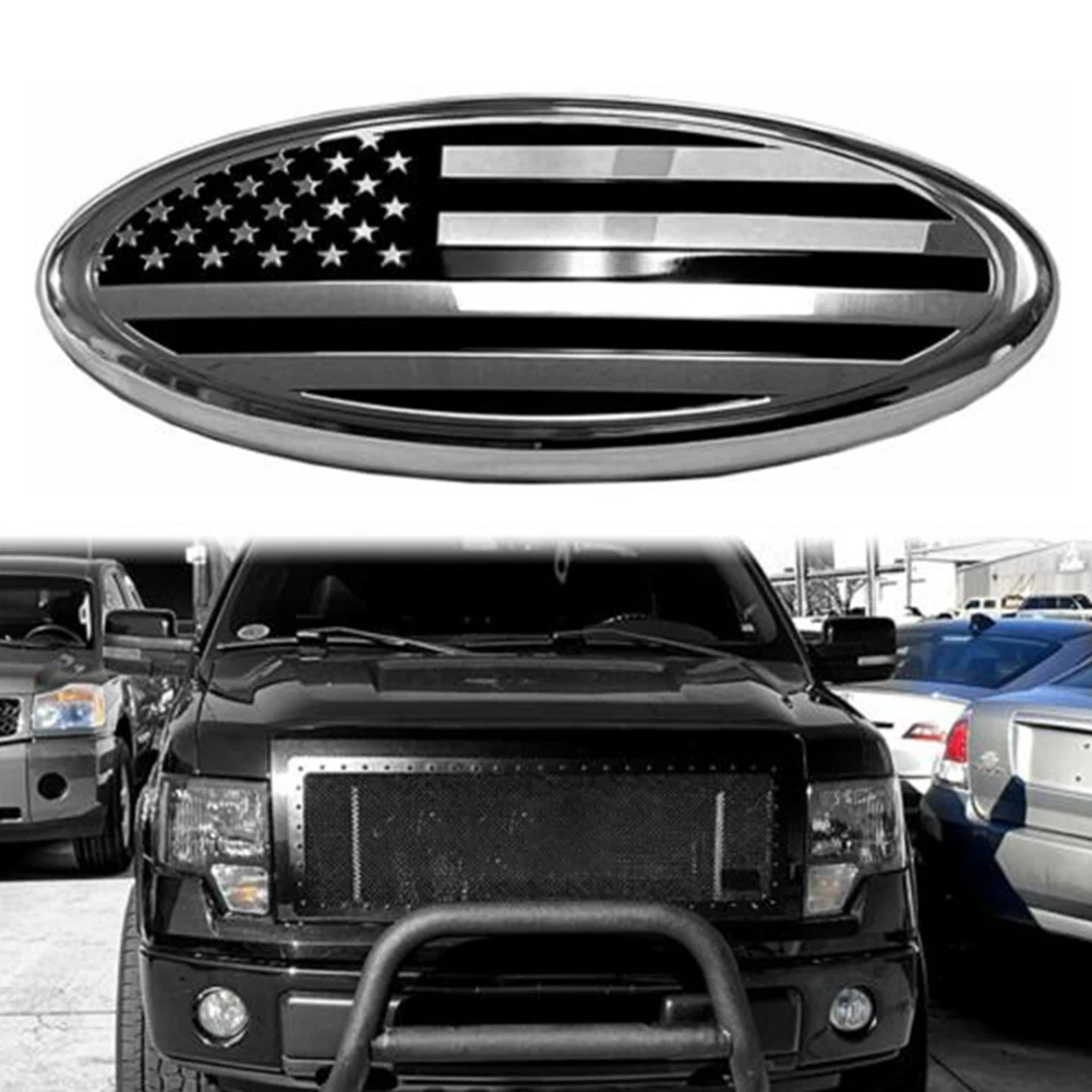 

9Inch Car Front Grill Emblem Badge Sticker For Ford F150 F250 F350 Explorer FRONT Grille Tailgate US Flag Oval Emblem Badge Logo