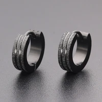 korean version of titanium steel stainless steel earring sand pressing frosted flat ear buckle 49 round earrings factory direc