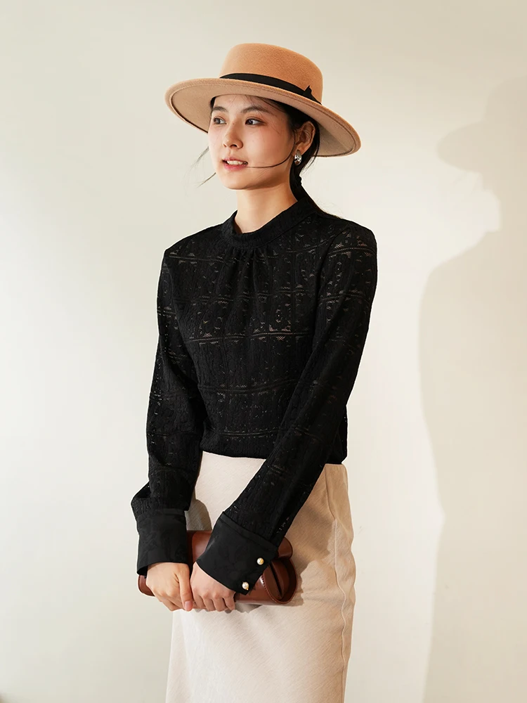 Французские клетчатые кружевные светские рубашки с длинными рукавами и