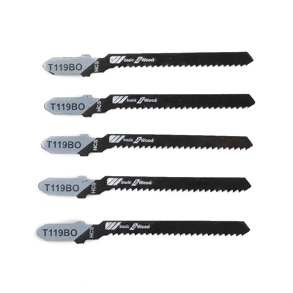 

5pcs/set HCS 12TPI T-Shank Jig Saw Blades T119BO For Fast Cutting Straight Cutting 3 Inches Length Jigsaw Blades Wood Cutting