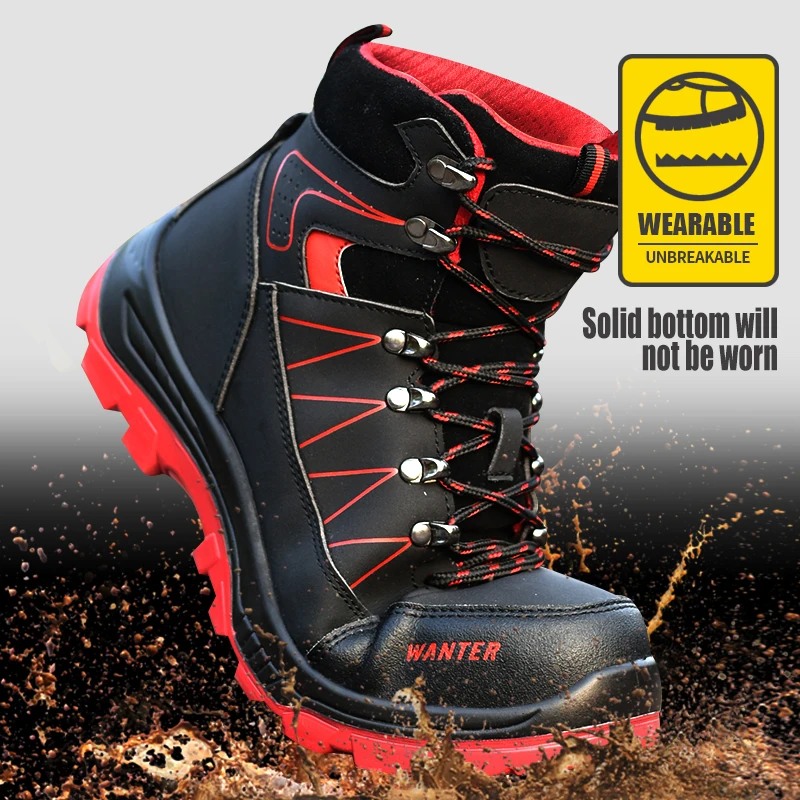 

Agilestar CE Approved Steel Toe Men's Boots Outdoor Anti Slip Breathable Protective Work Shoes Men's Puncture Proof Safety Shoes