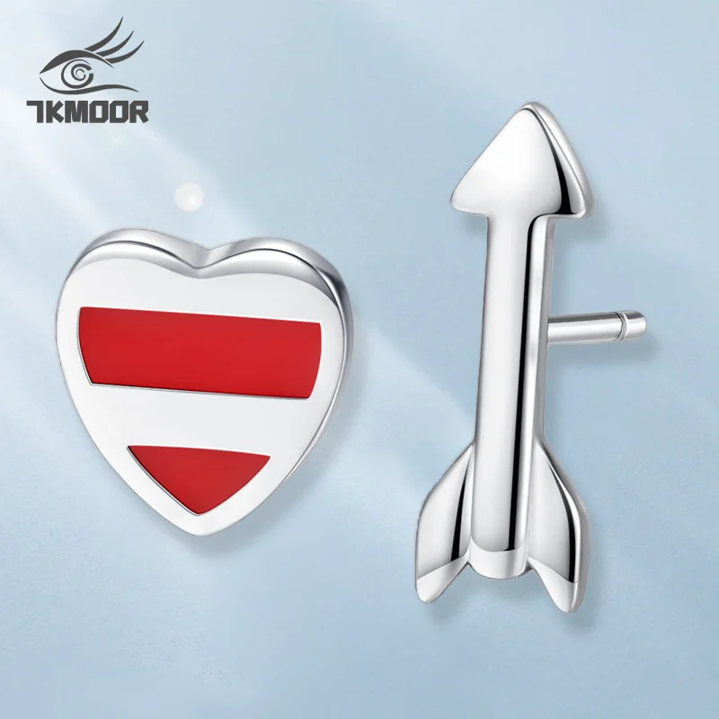 

Wholesale European Fashion Woman Girl Party Birthday Wedding Gift Heart Arrow Red Enamel Stud Earrings Jewelry Pendientes