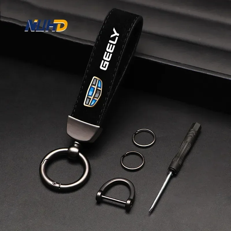 

Suede Car Keychain For Geely GAC Trumpchi Chery BYD HAVER MG AION Luxgen Changan Key Rings Metal Anti-loss Protector Accessories