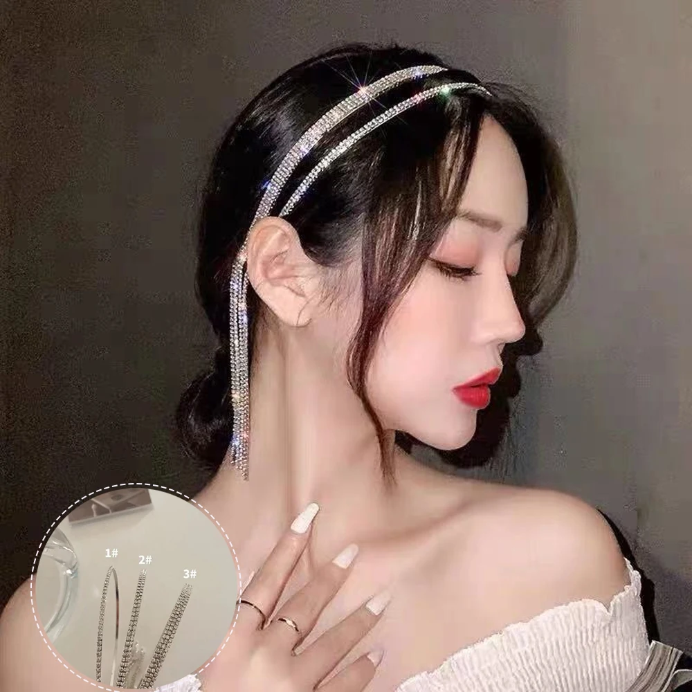

Fashion Elegant Rhinestone Tassel Hairband Headband Women Girls Hair Head Hoop Bands Accessories Hairbands Headdress Headwear