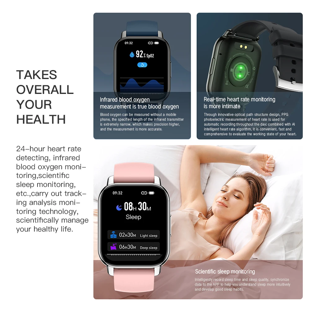 Фото Спортивные Смарт-часы BOZLUN для мужчин, Bluetooth, пульсометр, артериальное давление, водонепроницаемые Смарт-часы, женские цифровые часы для Android ios №4